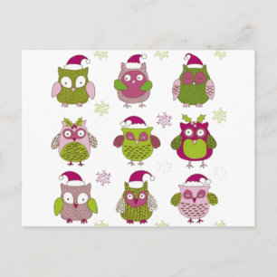 Cartes Pour Fêtes Annuelles dessin animé noël hibou mignon vecteur