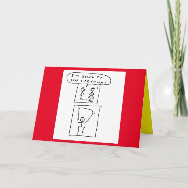 Cartes Pour Fêtes Annuelles Dessin animé sportif drôle de Noël en sautant (Devant)