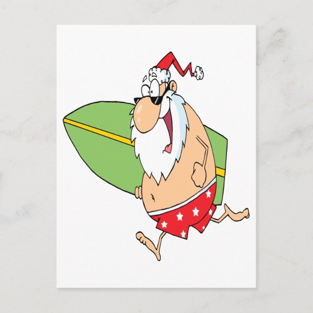 Cartes Pour Fêtes Annuelles dessin animé surf surf santa claus (Devant)