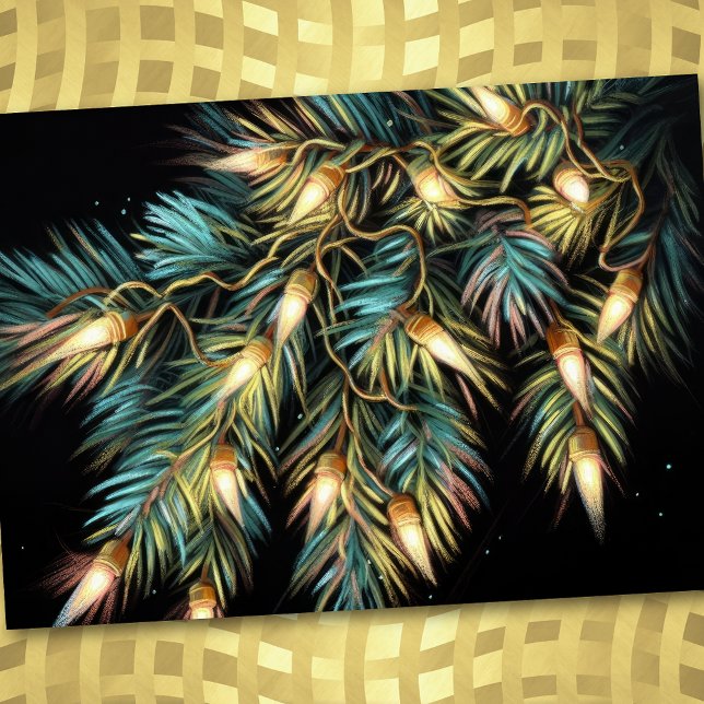 Cartes Pour Fêtes Annuelles Dessin au pastel dur de guirlande de Noël (Créateur téléchargé)