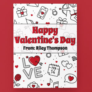 Cartes Pour Fêtes Annuelles Dessin au trait de la Saint-Valentin pour la class