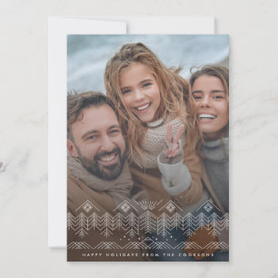 Cartes Pour Fêtes Annuelles Dessin au trait de paysage hivernal avec photo d'a