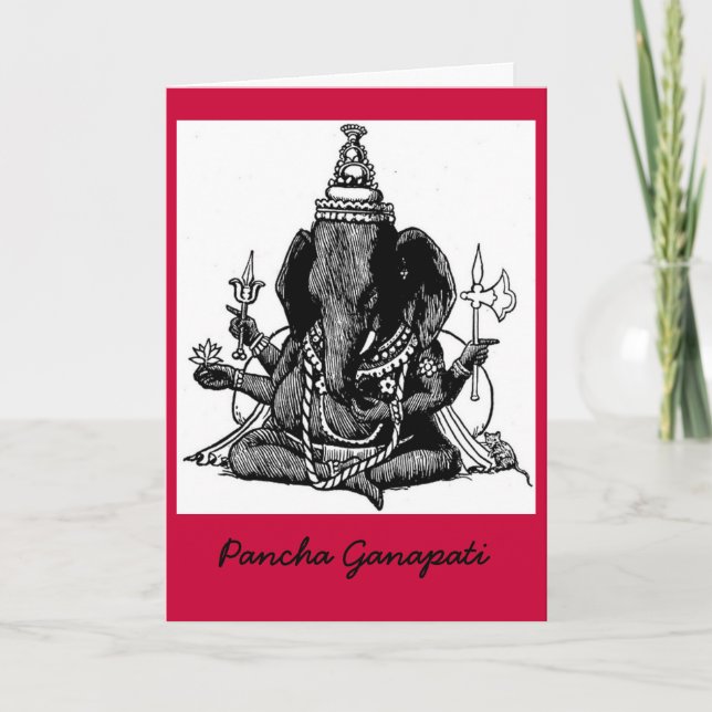 Cartes Pour Fêtes Annuelles Dessin au trait posé Ganesh (Devant)