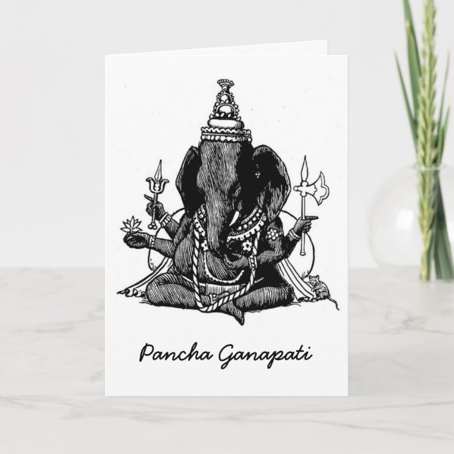 Cartes Pour Fêtes Annuelles Dessin au trait posé Ganesh (Devant)