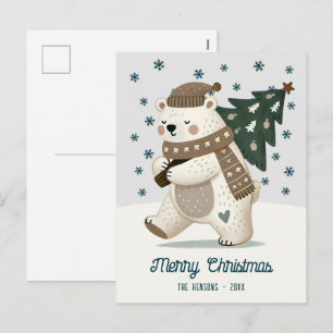 Cartes Pour Fêtes Annuelles Dessin d'arbre de Noël d'ours mignon Noël