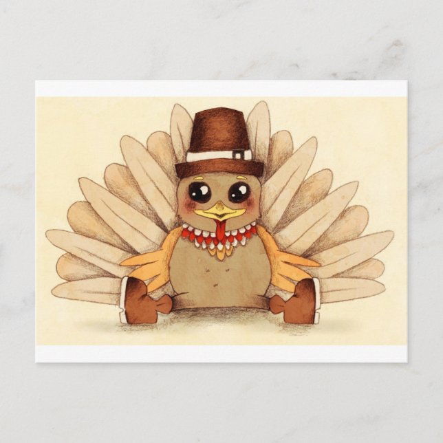 Cartes Pour Fêtes Annuelles Dessin d'art du pèlerin de Thanksgiving Holiday Tu (Devant)