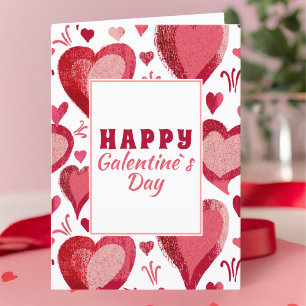Cartes Pour Fêtes Annuelles Dessin de cœur rouge Joyeuse Galentine` s Day