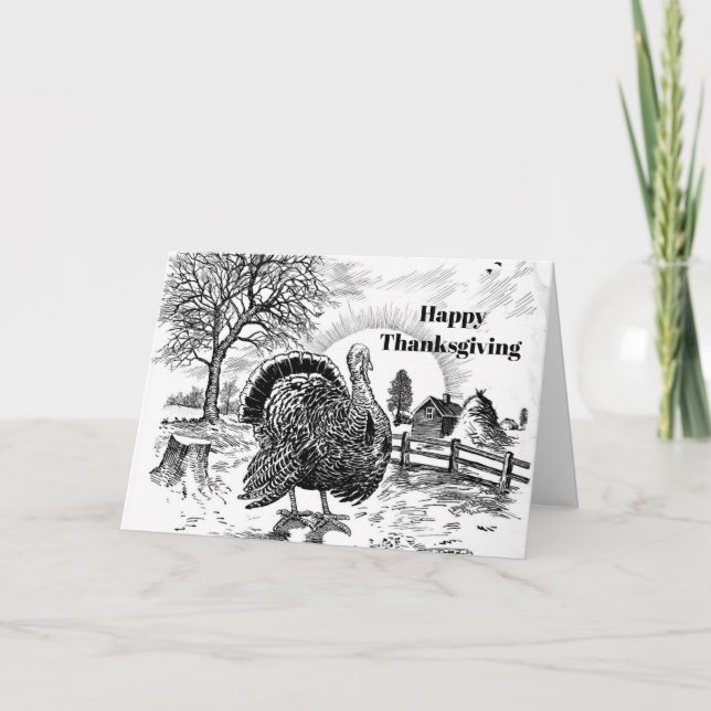 Cartes Pour Fêtes Annuelles Dessin de ferme de Turquie Thankgiving (Devant)