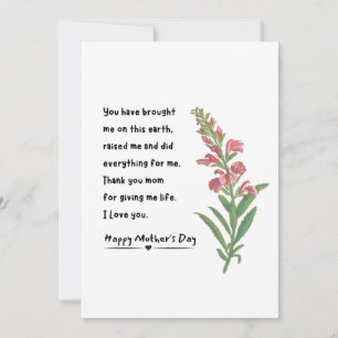 Cartes Pour Fêtes Annuelles Dessin de Fleur Minimaliste Merci Fête des Mères