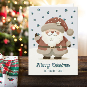 Cartes Pour Fêtes Annuelles Dessin de flocons de neige de Père Noël mignon pou
