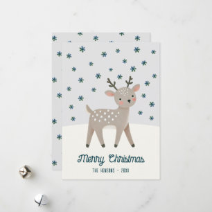 Cartes Pour Fêtes Annuelles Dessin de flocons de neige de rennes mignons pour