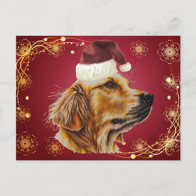 Cartes Pour Fêtes Annuelles Dessin de golden retriever avec le casquette de (Devant)