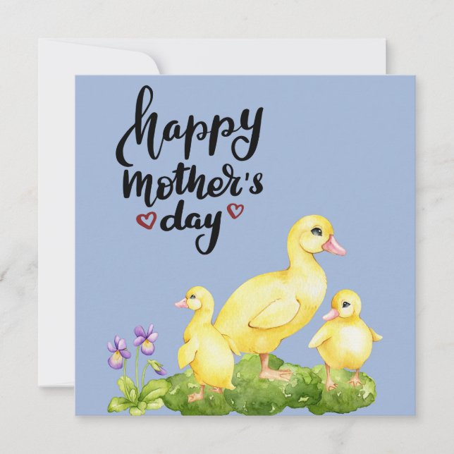 Cartes Pour Fêtes Annuelles Dessin de la mère Canard et Canards (Devant)