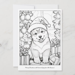 Cartes Pour Fêtes Annuelles Dessin de Noël d'arbre de chien mignon à colorier