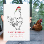 Cartes Pour Fêtes Annuelles Dessin de Noël simple<br><div class="desc">Dégustez vos amis amateurs de poulet avec cet adorable dessin simple en ligne d'un coq mignon portant un chapeau de Père Noël. Cette drôle de carte de Noël à thème de volaille festive est facile à personnaliser à l'aide du script de typographie modèle. OEuvre minimaliste moderne originale de l'artiste Catherine...</div>