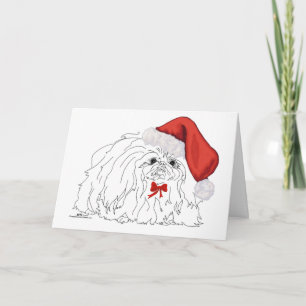 Cartes Pour Fêtes Annuelles Dessin de Pékinois Santa