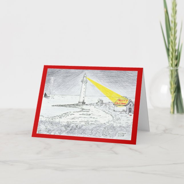 Cartes Pour Fêtes Annuelles Dessin de phare de Joyeux Noël (Devant)