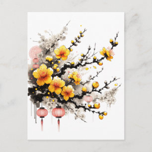 Cartes Pour Fêtes Annuelles Dessin d'encre de Hoa Mai Bonne année