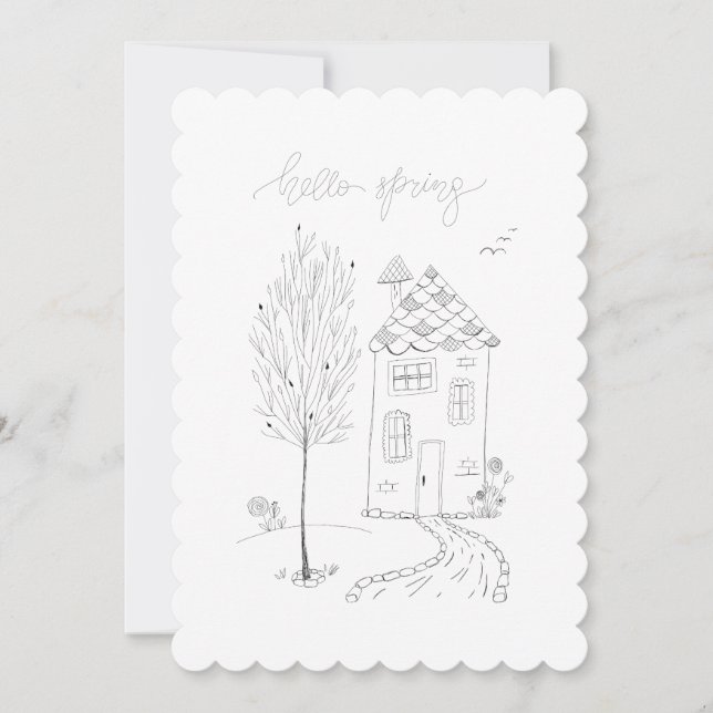 Cartes Pour Fêtes Annuelles Dessin d'encre source Hello (Devant)