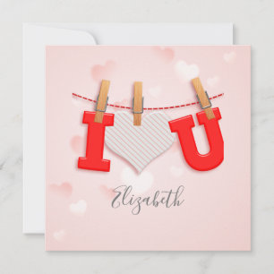 Cartes Pour Fêtes Annuelles Dessin I Heart You et calligraphie de texte vintag