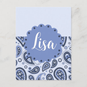 Cartes Pour Fêtes Annuelles Dessin imprimé paisley floral bleu complexe