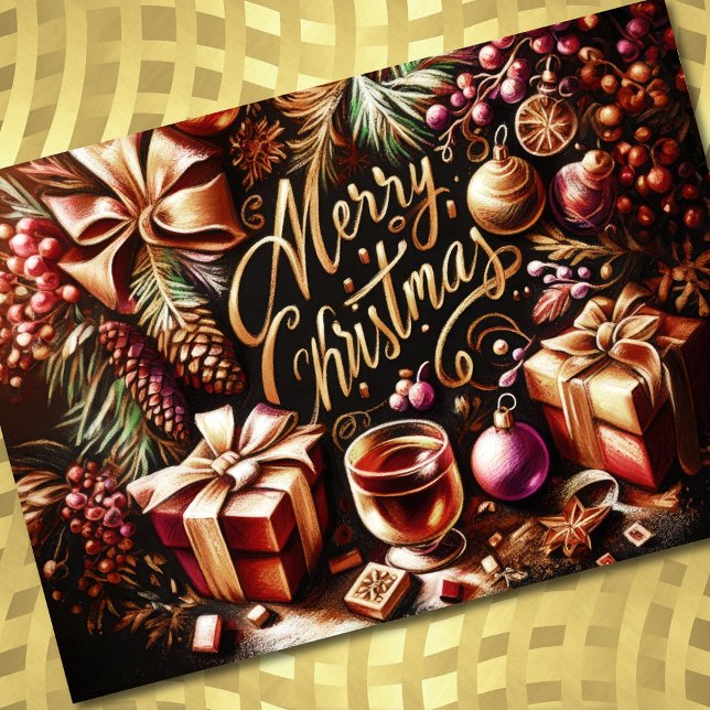 Cartes Pour Fêtes Annuelles Dessin Pastel de Noël Whimsical (Créateur téléchargé)