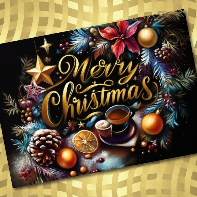 Cartes Pour Fêtes Annuelles Dessin Pastel de Noël Whimsical (Créateur téléchargé)