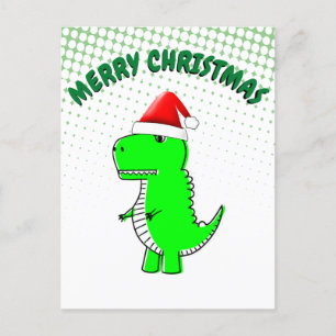 Cartes Pour Fêtes Annuelles Dessin T Rex Cute Dino Santas Casquette de Noël