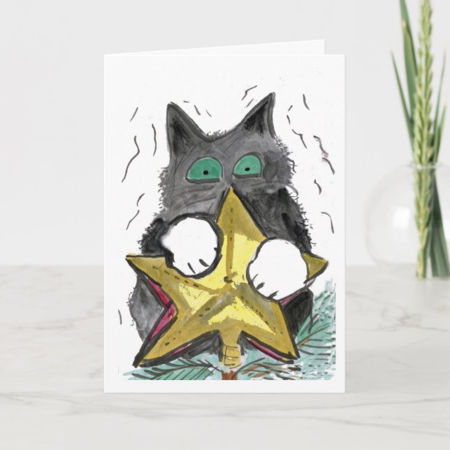 Cartes Pour Fêtes Annuelles Dessus de chaton… de l'arbre (Devant)