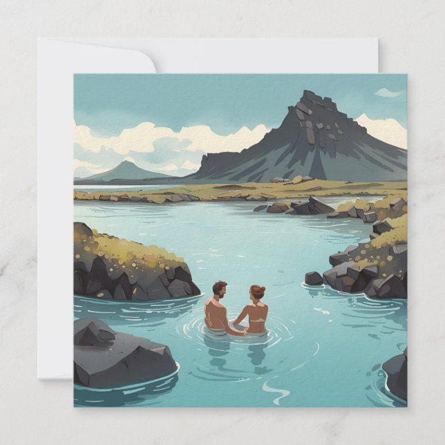 Cartes Pour Fêtes Annuelles Détendez-vous dans la lagune bleue d'Islande (Devant)