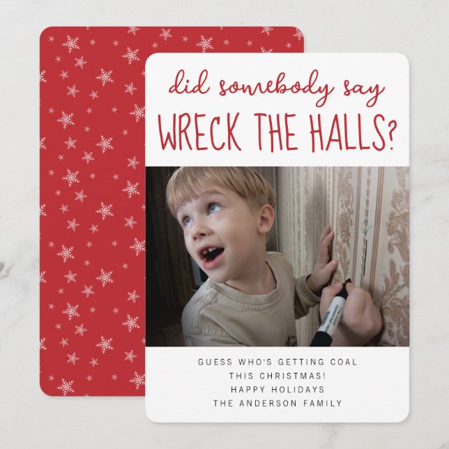 Cartes Pour Fêtes Annuelles Détruisez les fêtes Photo de Noël drôle (Devant / Derrière)