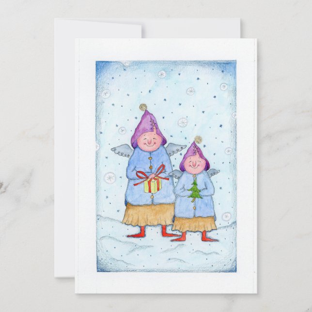 Cartes Pour Fêtes Annuelles Deux anges de Noël (Devant)
