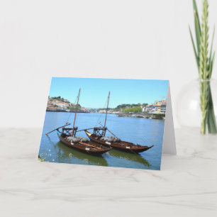 Cartes Pour Fêtes Annuelles Deux bateaux sur le fleuve Douro, Portugal