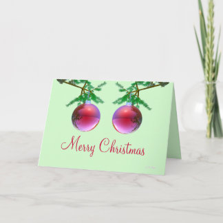 Cartes Pour Fêtes Annuelles Deux boules de Noël rouges Joyeux Noël