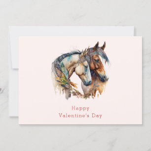 Cartes Pour Fêtes Annuelles Deux chevaux avec décor de plume Saint-Valentin