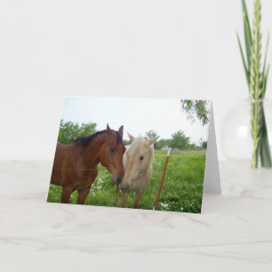 Cartes Pour Fêtes Annuelles Deux chevaux - Blanc à l'intérieur