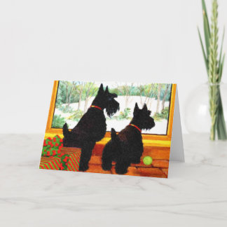 Cartes Pour Fêtes Annuelles Deux chiens de Scotty à Noël
