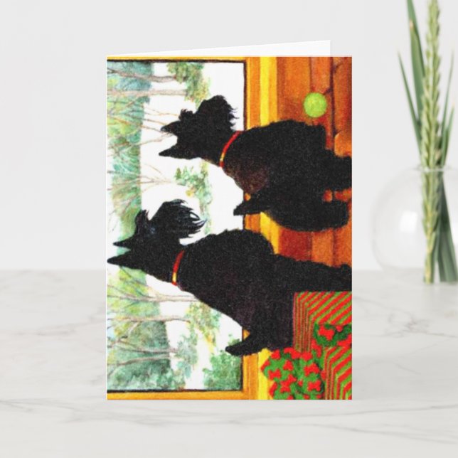 Cartes Pour Fêtes Annuelles Deux chiens de Scotty à Noël (Devant)