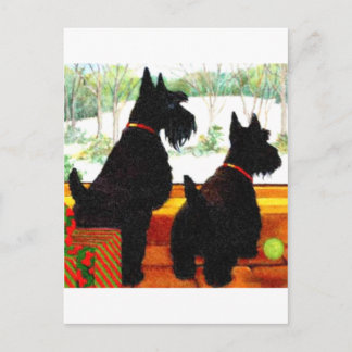 Cartes Pour Fêtes Annuelles Deux Chiens Écossais À Noël