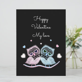 Cartes Pour Fêtes Annuelles Deux chouettes mignonnes