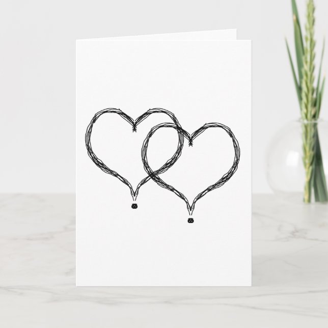 CARTES POUR FÊTES ANNUELLES DEUX COEURS (Devant)