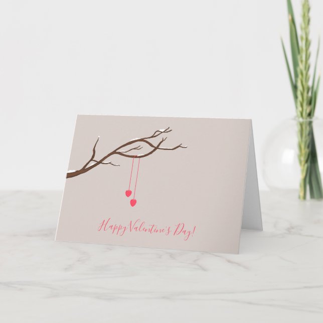Cartes Pour Fêtes Annuelles Deux Coeurs dans un arbre La Saint Valentin (Devant)