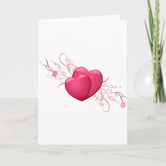 Cartes Pour Fêtes Annuelles Deux Coeurs roses (Devant)