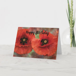 Cartes Pour Fêtes Annuelles Deux coquelicots rouges sur une photo d'un Arrière
