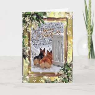 Cartes Pour Fêtes Annuelles Deux Corgis dans le Snow