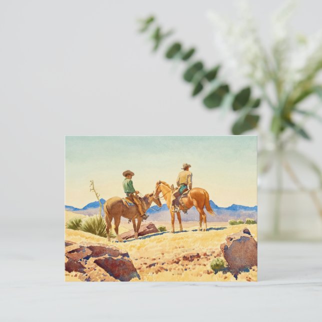Cartes Pour Fêtes Annuelles Deux cowboys à cheval par Maynard Dixon (Debout devant)