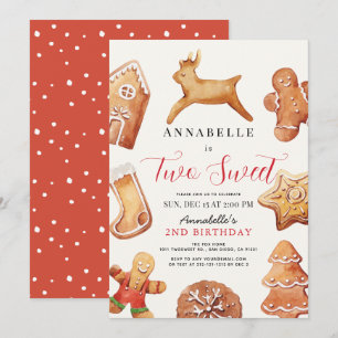 Cartes Pour Fêtes Annuelles Deux Douces Fêtes de Noël Cookie 2e Anniversaire