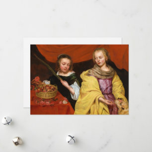 Cartes Pour Fêtes Annuelles Deux filles comme Saint Agnes et Saint Dorothea
