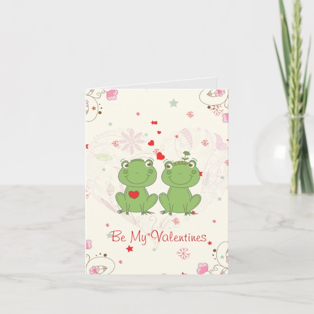 Cartes Pour Fêtes Annuelles Deux Grenouilles Amoureuses Sois Mes Valentines (Devant)