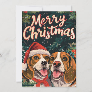 Cartes Pour Fêtes Annuelles Deux Joyeux Noël Beagles